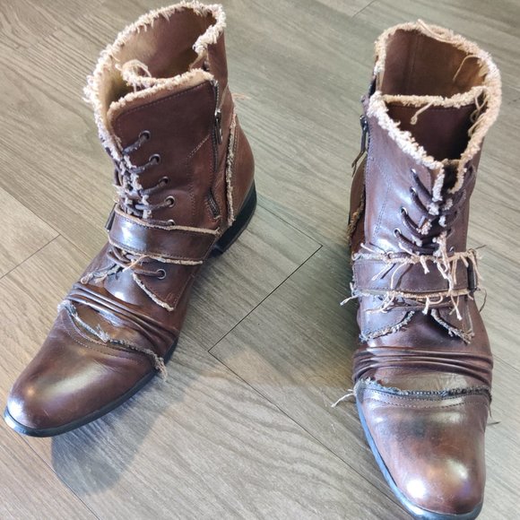 OSSTONE Dress Boot for Men Leather Chukka Designer Zip-up & Buckle - Picture 3 of 3